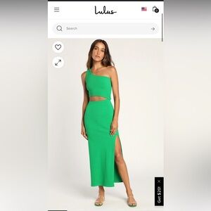 Lulus Spice Things Up Green Ribbed One-Shoulder Cutout Midi Dress